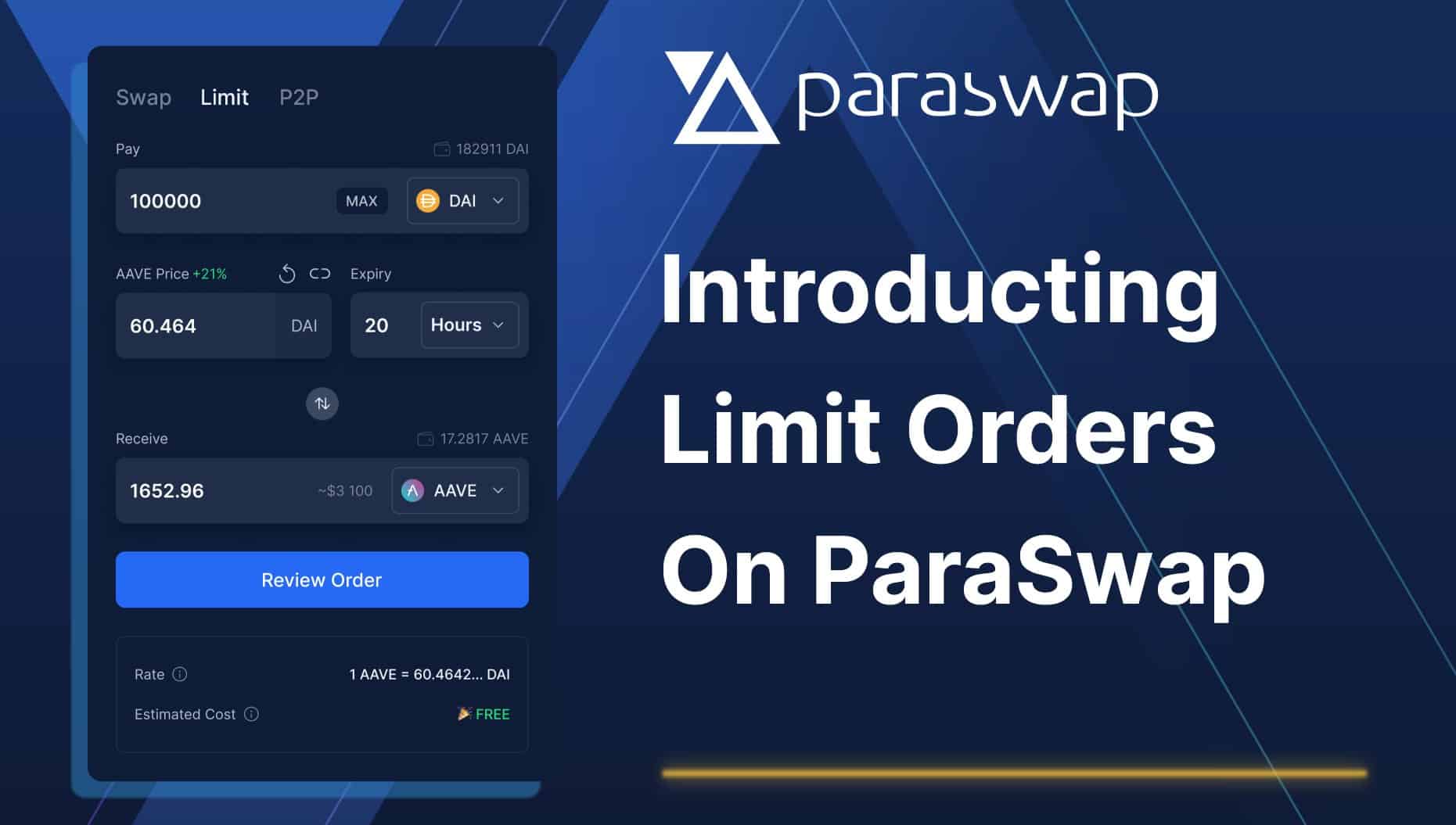 Les ordres limites sont actifs sur Paraswap