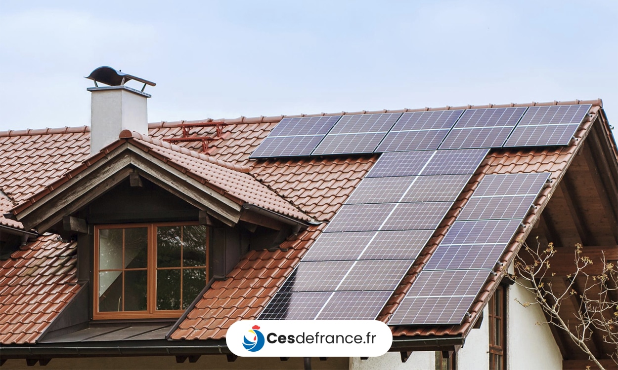 Maison individuelle équipée de panneaux solaire pour réduire la facture d'électricité