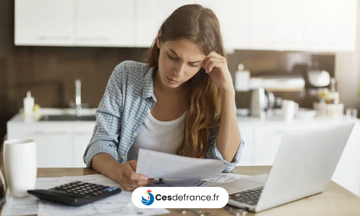 Une femme qui consulte ses relevés bancaires