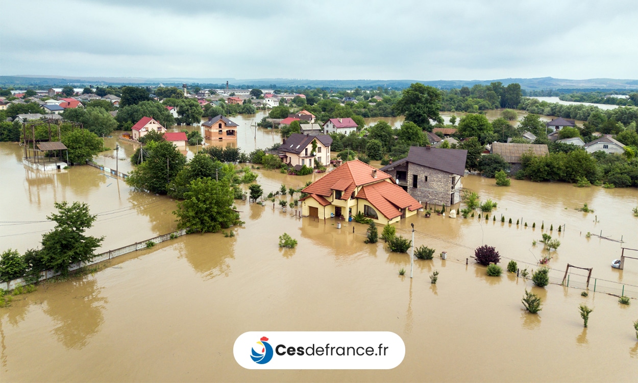 Un village inondé par une catastrophe naturelle