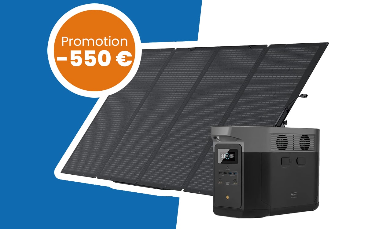 Générateur solaire ecoflox delta max 2000 avec 400 watts de panneaux solaires en promo à -550 euros
