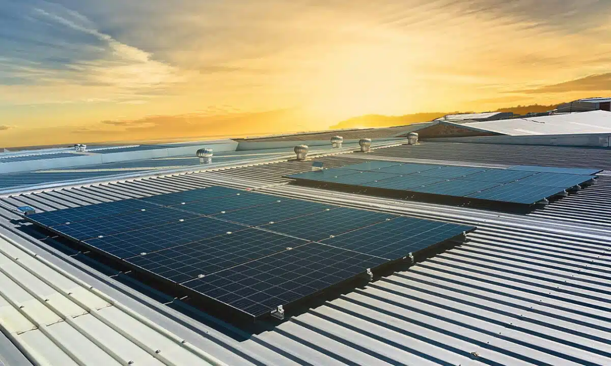 Installation de panneaux solaires sur un toit plat