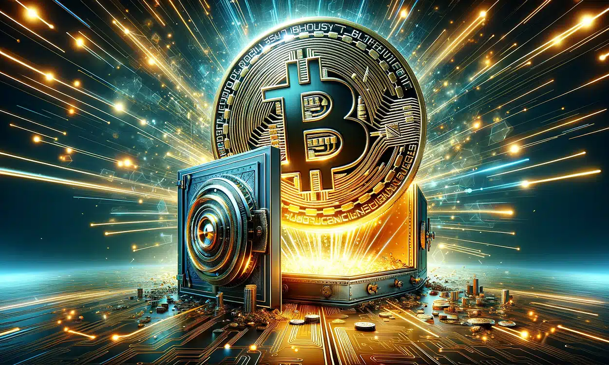 Une représentation de Bitcoin comme un trésor ouvert