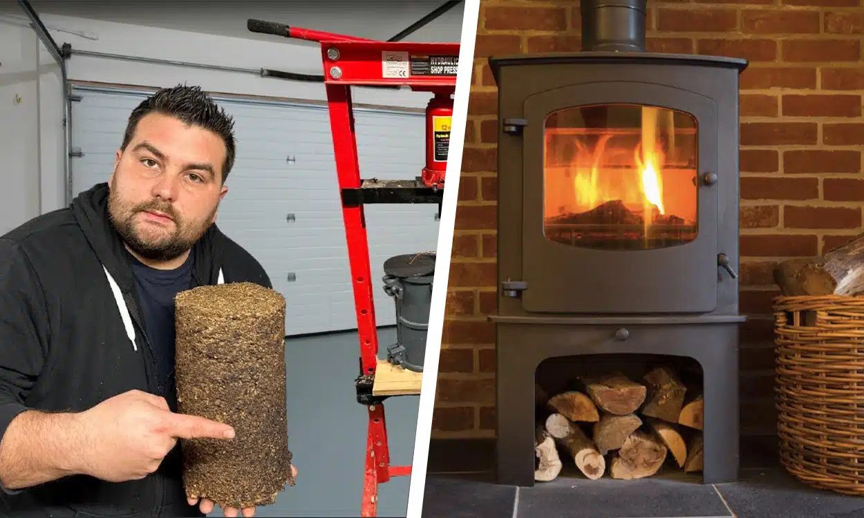 Vidéo d'un youtubeur qui fabrique des buches compressées maison comme bois de chauffage