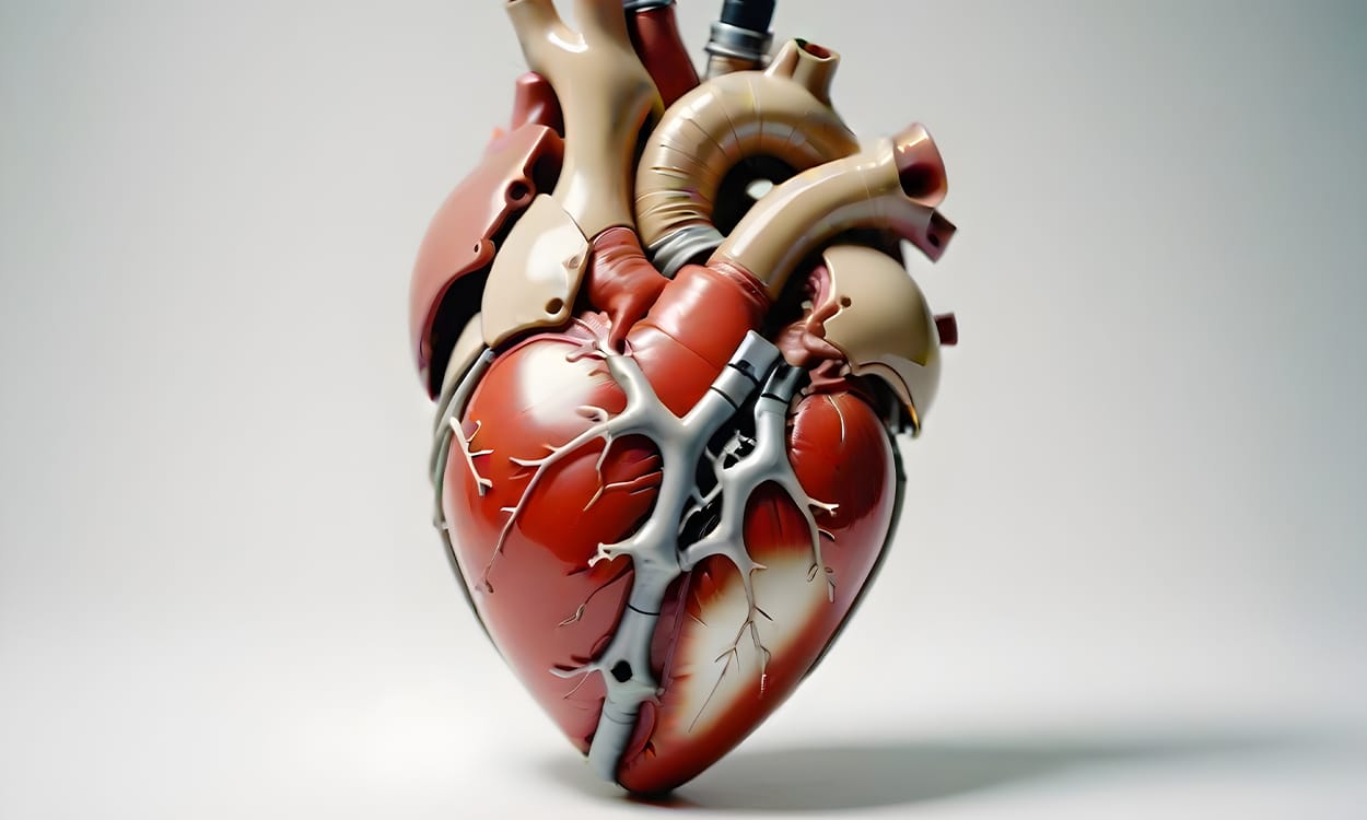 Image d'un cœur artificiel réalisé avec l'intelligence artificielle